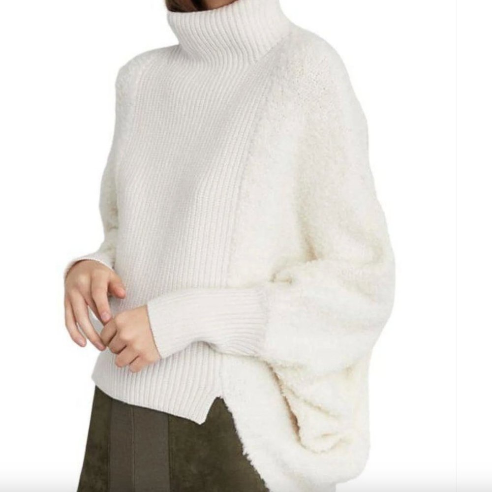 BCBGMAXZARIA High-Low Turtleneck Sweater Size M